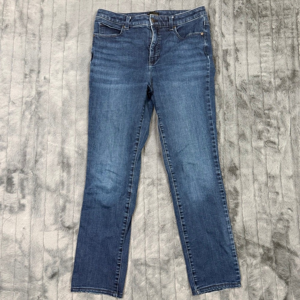 Talbots Straight Leg Jeans Womens 8 Medium Wash Blue Denim Stretch Cotton Blend